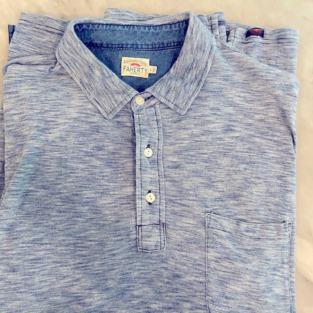 FAHERTY Organic Cotton Front Pocket Polo LG